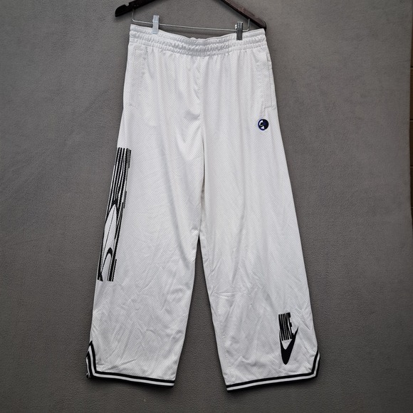NIKE Men's White Mesh Basketball Pants Athletic Workout Gym Size L All Mesh